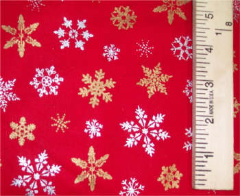 Red with metallic snowflakes